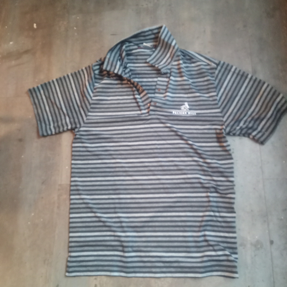 Tiger Woods Collection Mens Small Polo T Blue Black Like New Striped